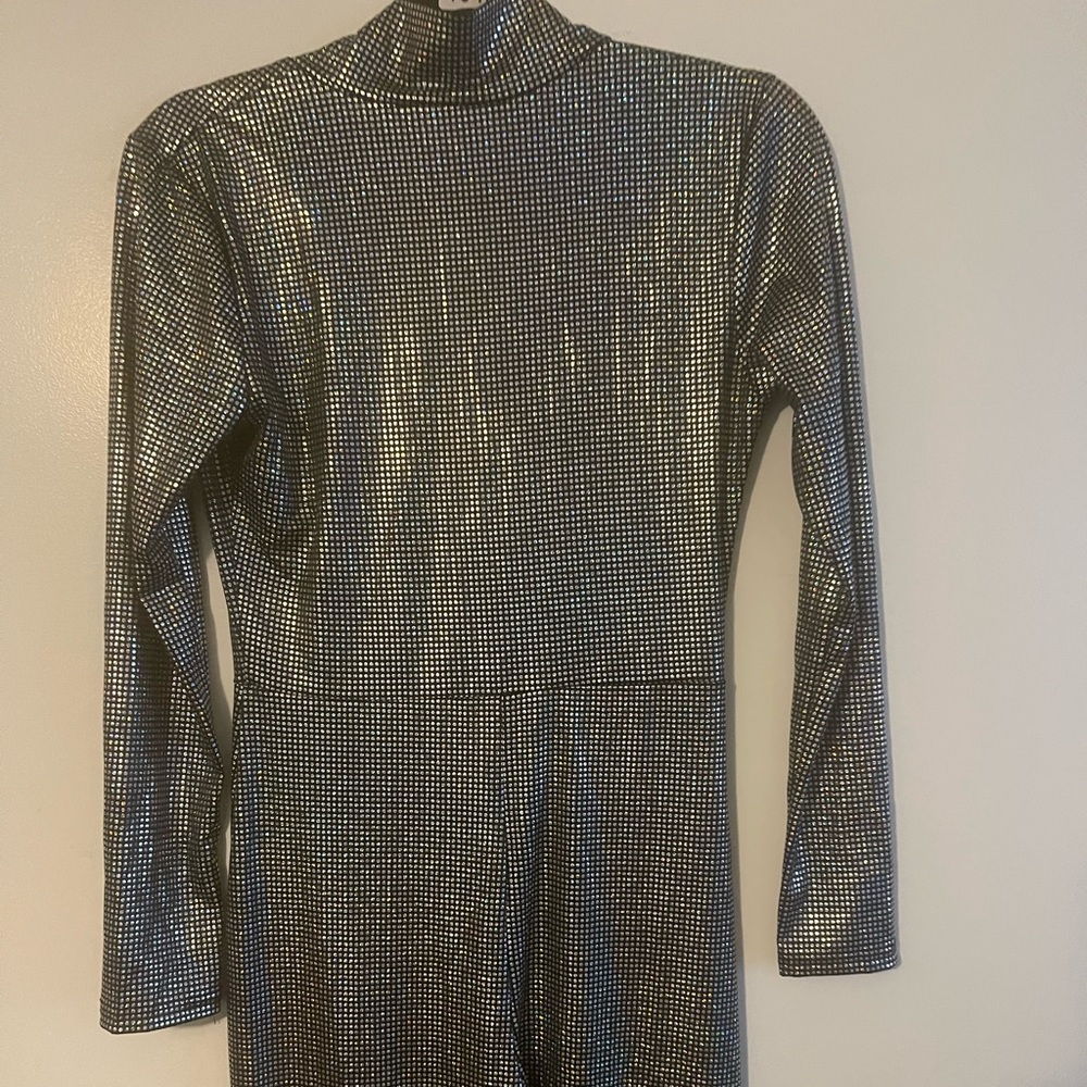 Black and Silver Polyester Romper